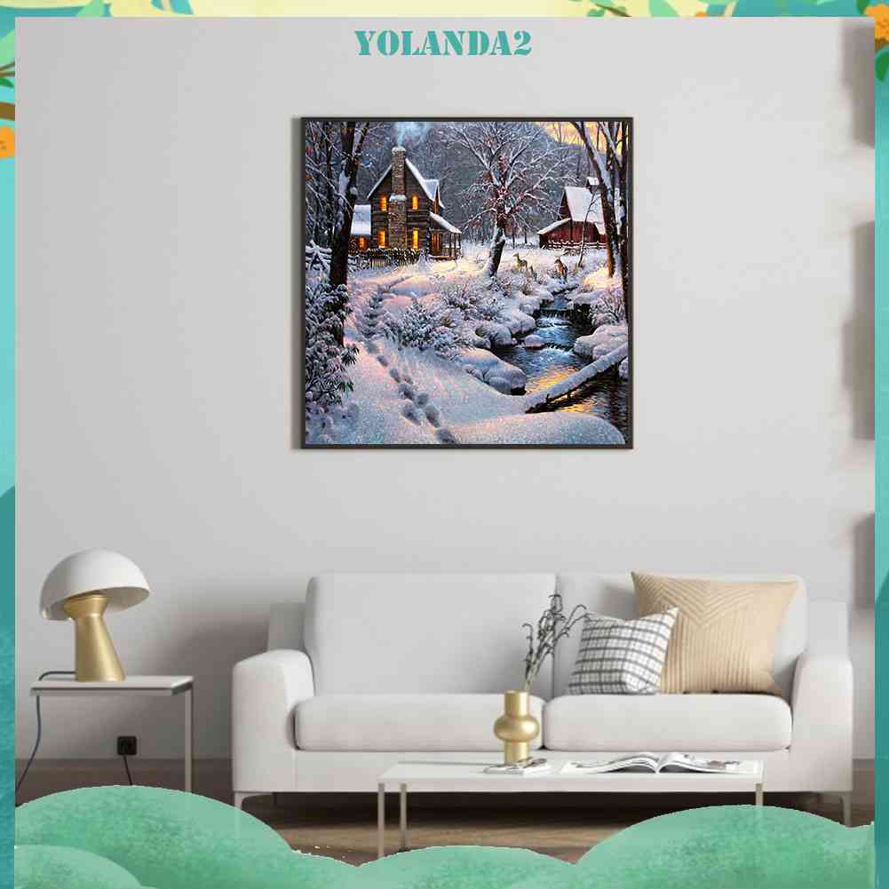 Tranh Đính Đá Kim Cương Toàn Bộ 5D DIY Hình Phong Cảnh Tuyết Trang Trí Nhà Cửa
