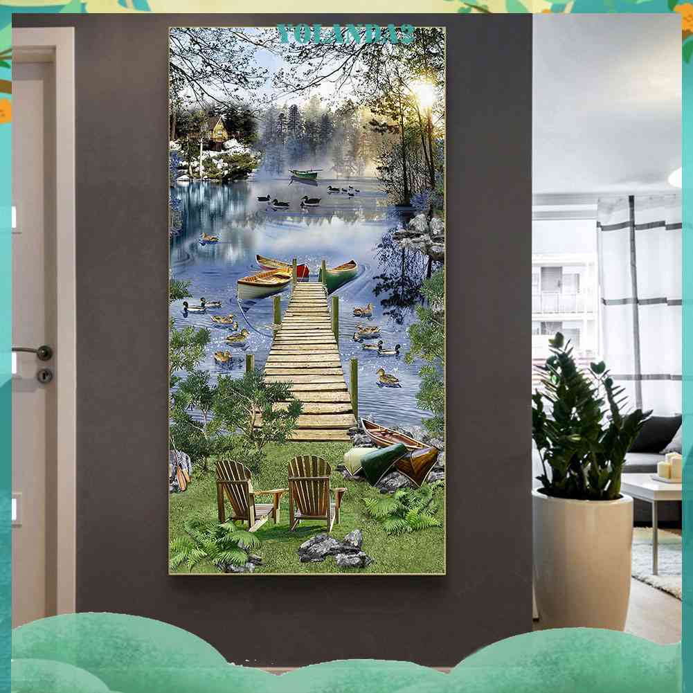 Bộ Tranh Đính Đá Toàn Diện Họa Tiết Đường Phố Hồ Độc Đáo Trang Trí Nhà Cửa