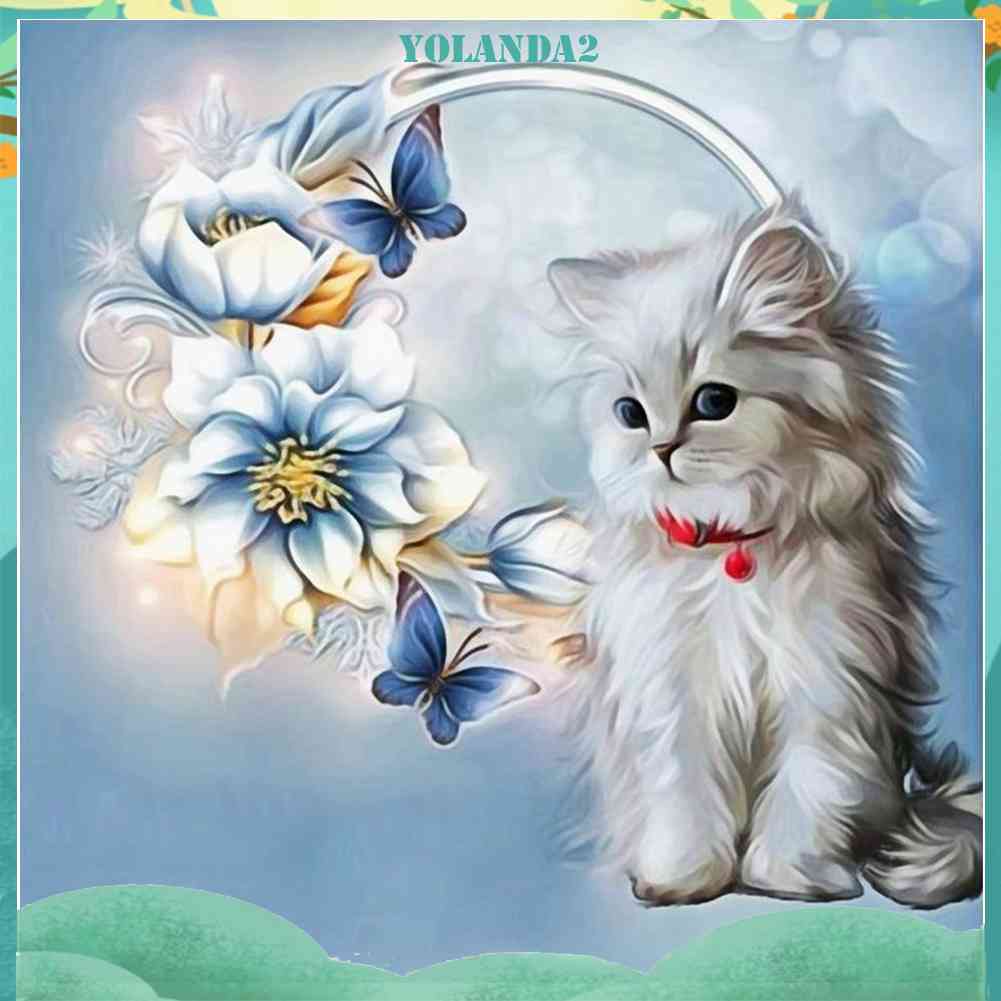 Tranh Đính Đá Kim Cương Toàn Bộ 5D DIY Hình Vẽ Mèo Ba Tư