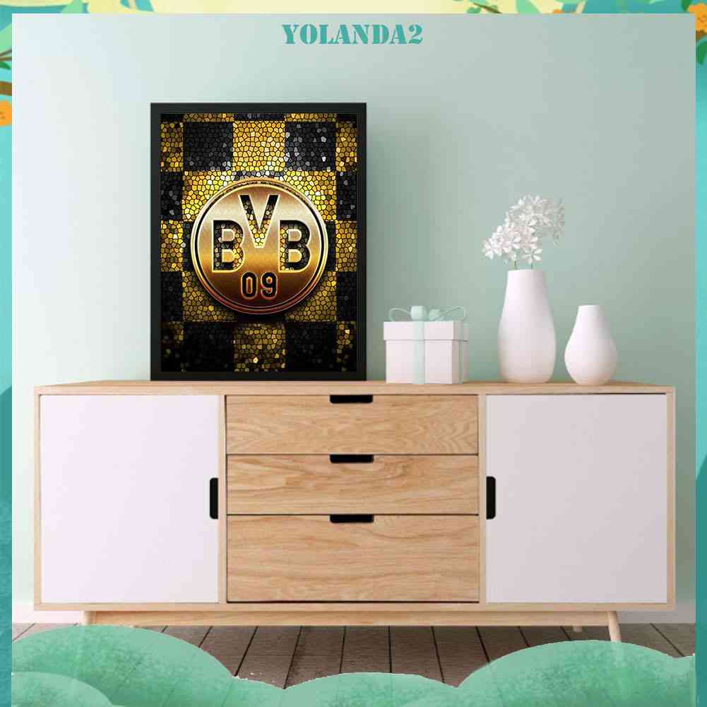Tranh Đính Đá Kim Cương Toàn Diện Hình Logo Đội Bóng Dortmund