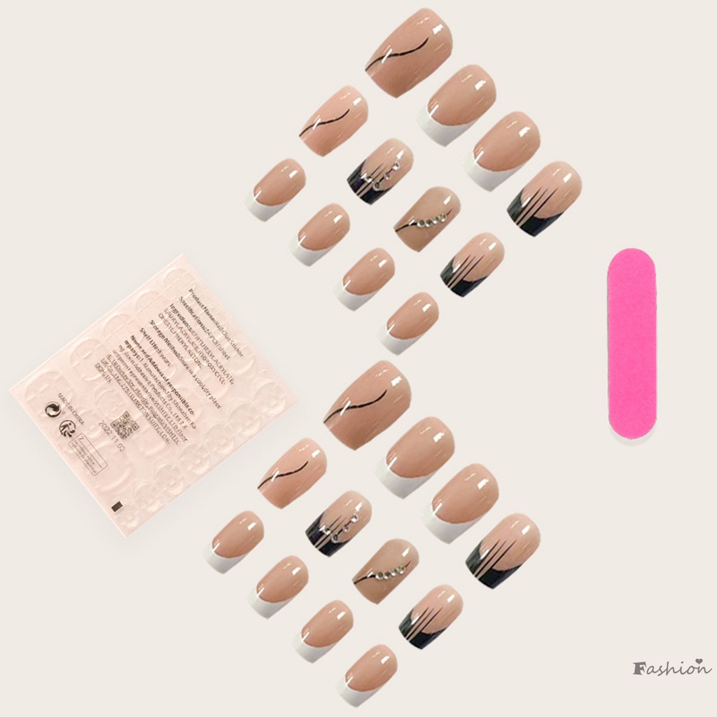 Bộ Móng Tay Giả Màu Đen Thoải Mái Che Phủ Toàn Diện