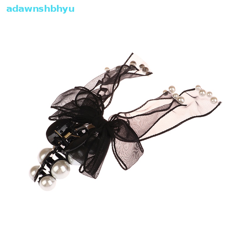 Kẹp Tóc Nơ Đính Ngọc Trai Giả Màu Đen Thời Trang