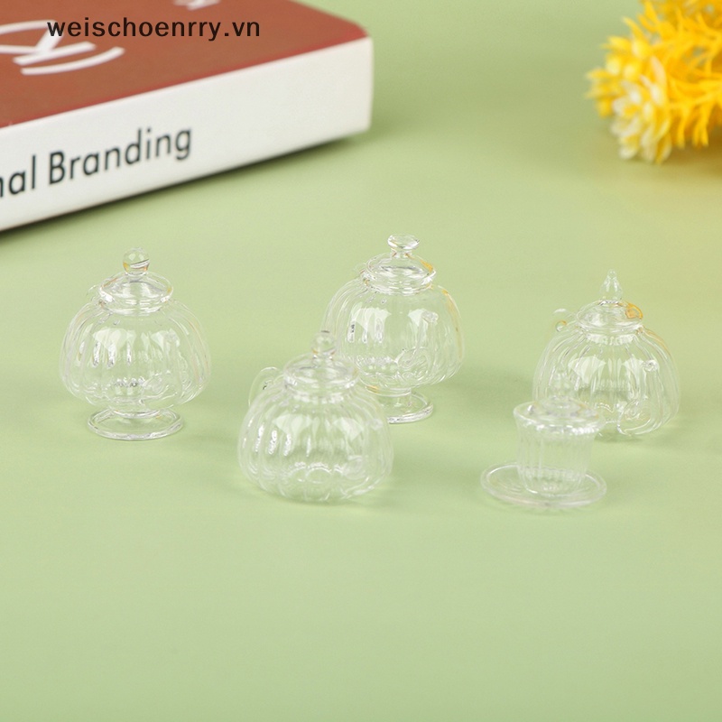 Bình Trà Thủy Tinh Đế Phẳng Mini Tỉ Lệ 1: 12 Trang Trí Nhà Búp Bê