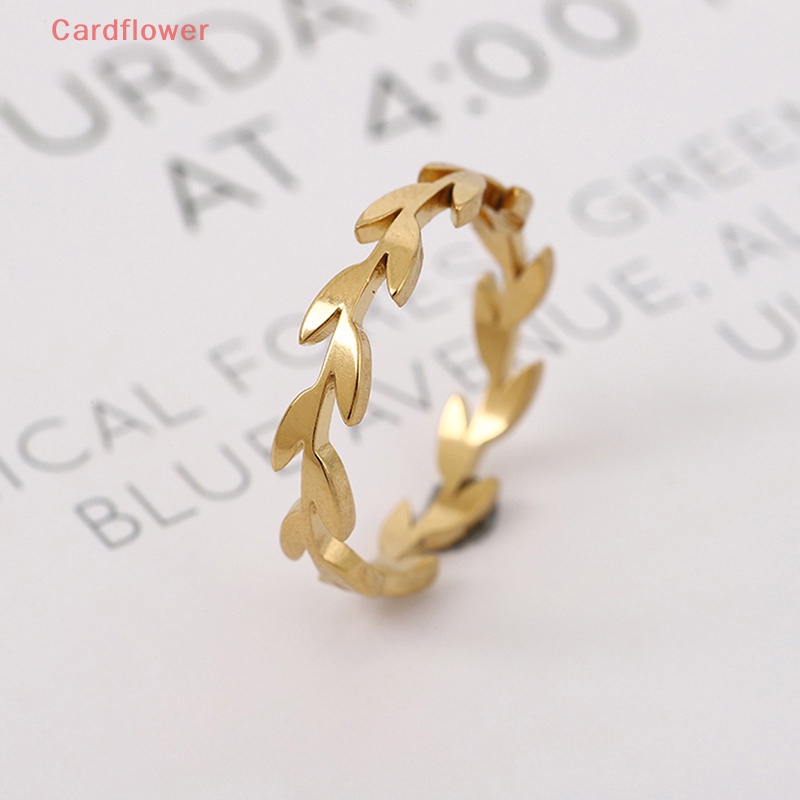 < Cardflower > Nhẫn Hở Hình Chiếc Lá Bằng Thép Không Gỉ Thời Trang Dự Tiệc Cưới ins Mới Cho Nữ