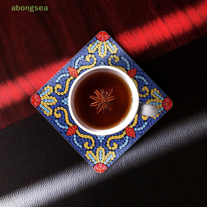 Abongsea Bộ 6 Đế Lót Ly Đính Kim Cương Nghệ Thuật DIY Cho Người Mới Bắt Đầu