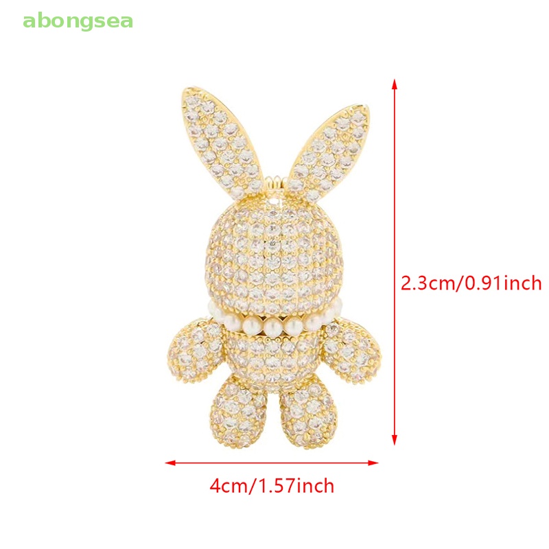 Ghim Cài Áo Hình Thỏ Đính Đá Pha Lê / Ngọc Trai Nhân Tạo Thời Trang