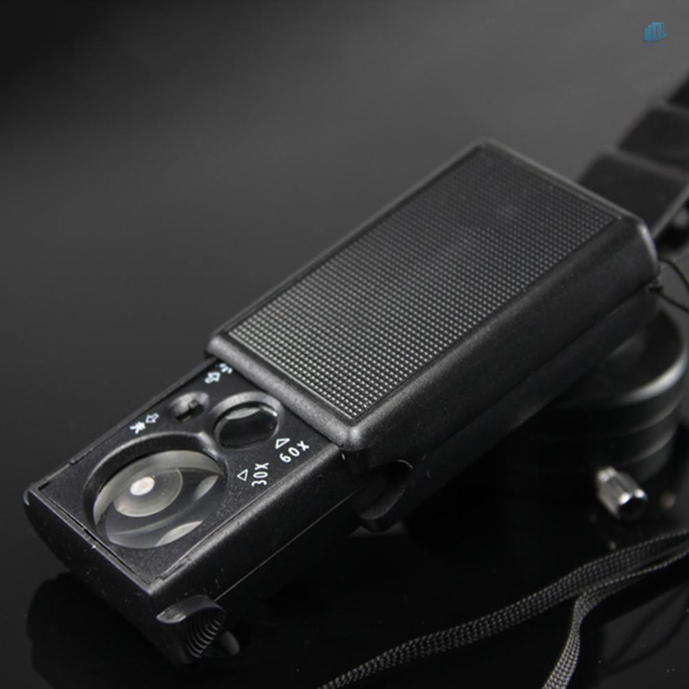 Kính Lúp Trang Sức Bỏ Túi Có Đèn LED UV 30X 60X