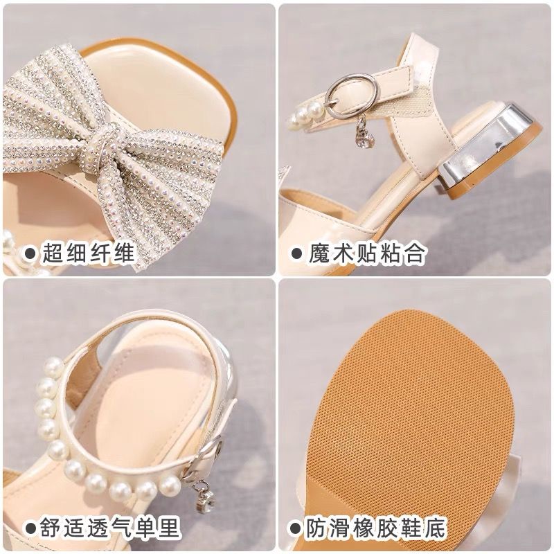 Xăng đan Cao Gót Đế Mềm Đính Nơ Thời Trang Mùa Hè 2023 Cho Bé Gái