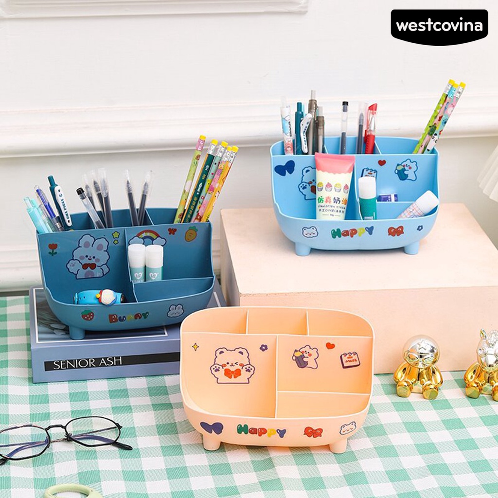 [COD]♪1 Bộ Giá Đỡ Bút 6 Ngăn Chống Nước Chống Bụi Chịu Tải Mạnh
