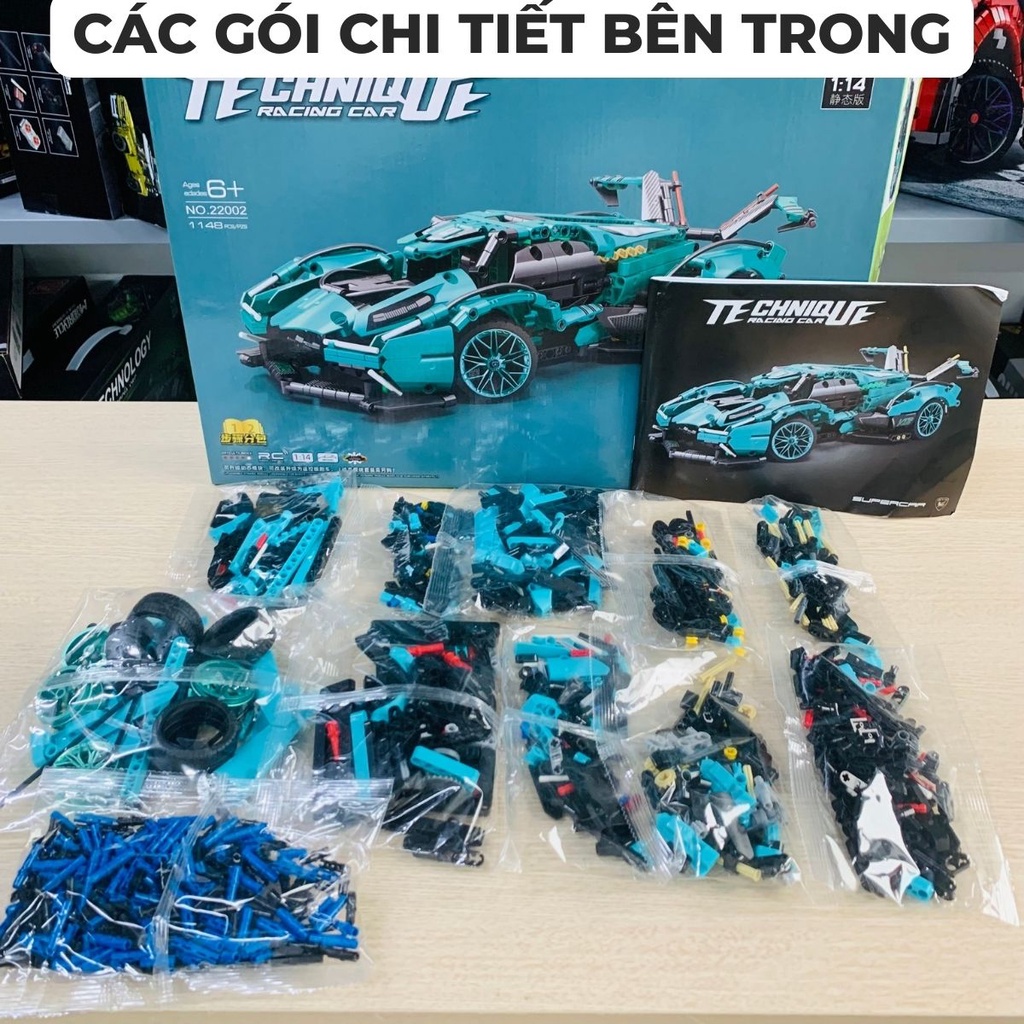 Mô hình lắp ráp technic siêu xe cực chất Lamborghini V12 Blue GT Concept  tỉ lệ mô hình 1:14 1148 PCS