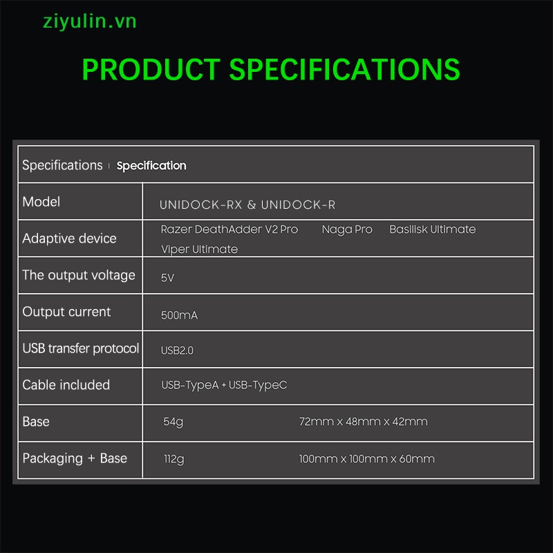 Đế Sạc Không Dây ziyulin Cho Chuột Logitech G502 G703 G903 G Pro X GPW