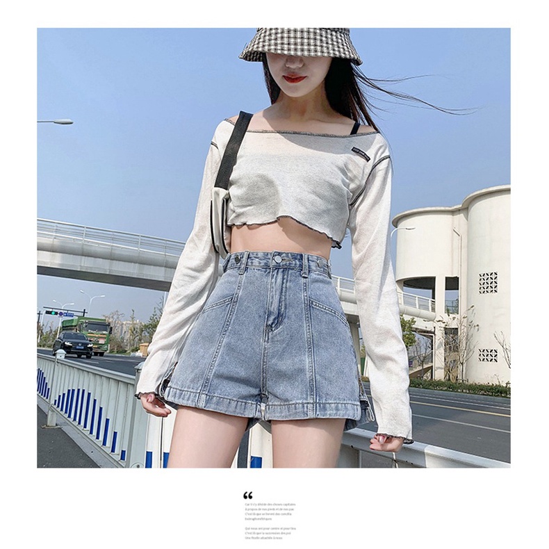 Quần Short Jeans Khóa Kéo Thời Trang Hàn Quốc Cho Nữ