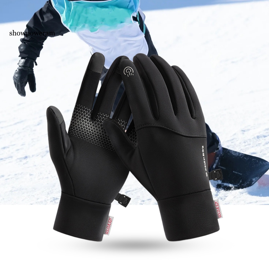 1 Đôi Găng Tay Mùa Đông Co Giãn Chống Trượt Màu Sắc Đơn Giản