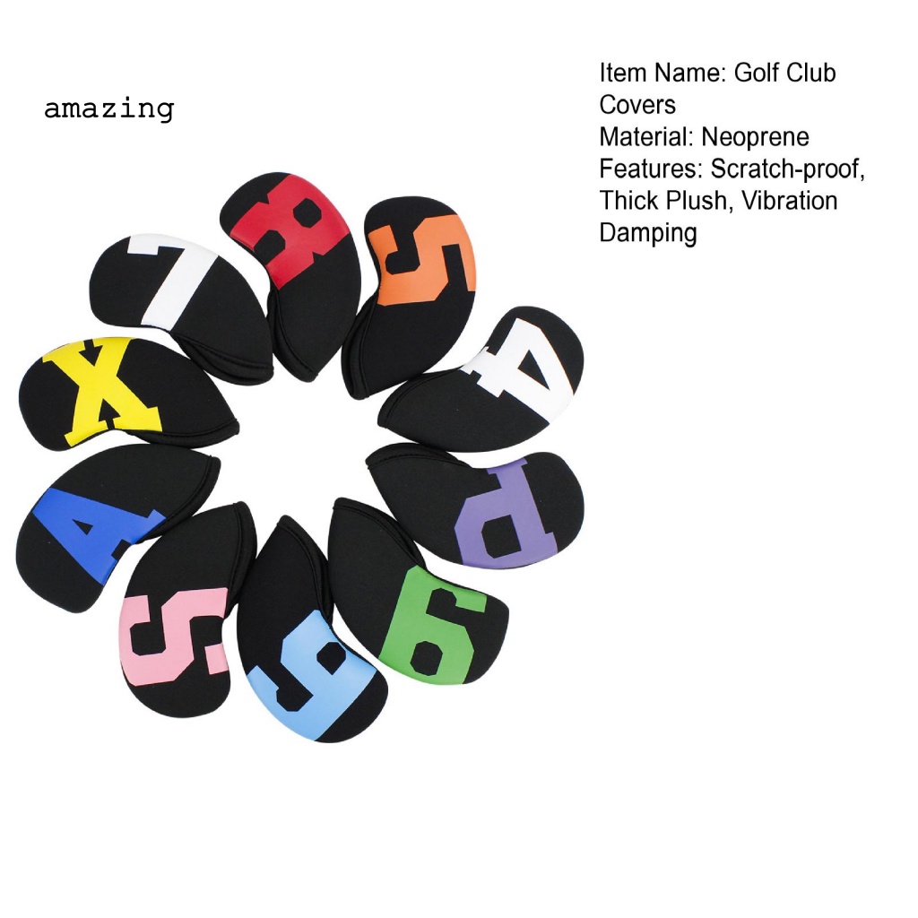 Set 10 Vỏ Bọc Gậy Đánh Golf Chống Rung Chống Trầy Xước