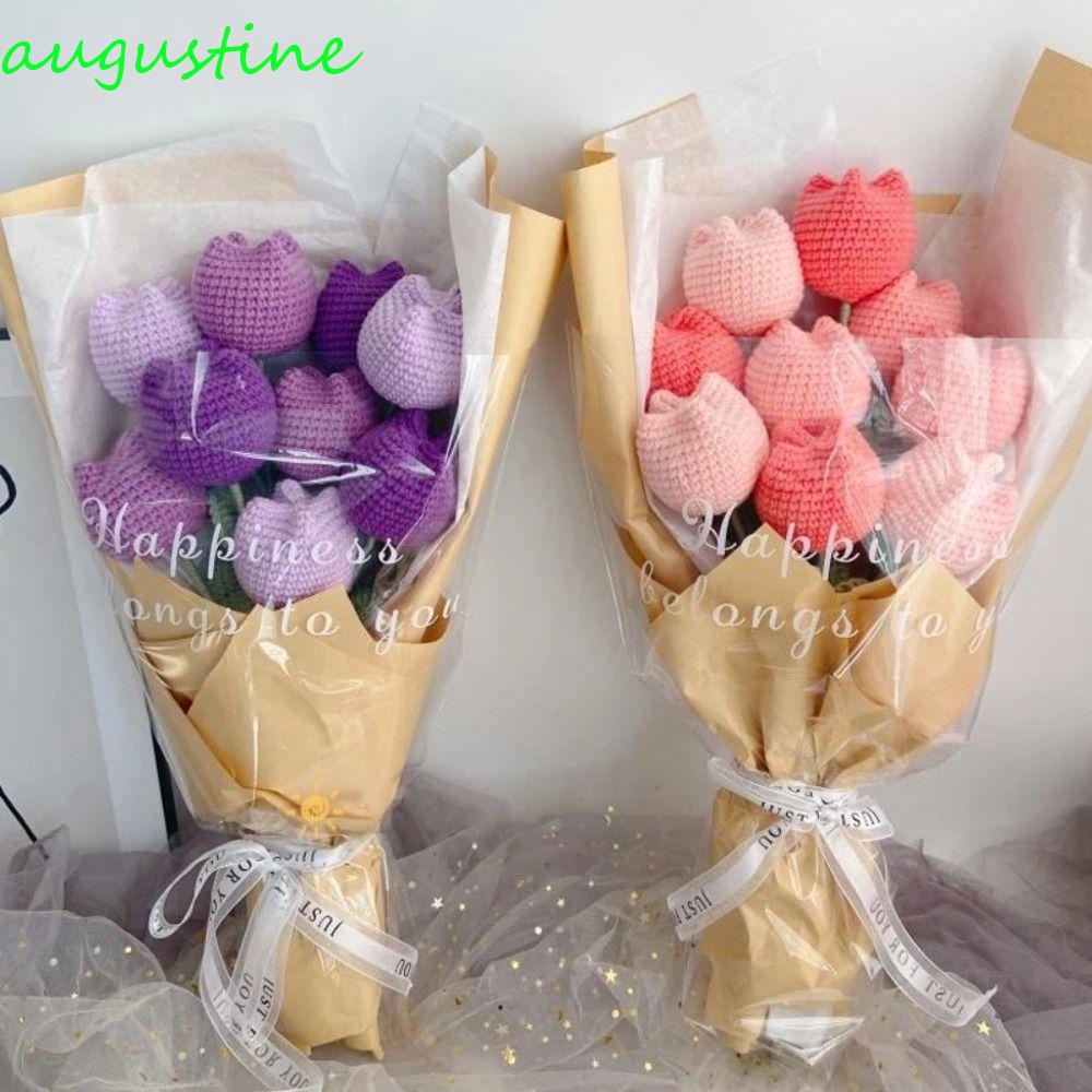 Bó Hoa Tulip Nhân Tạo Bằng Cotton Dệt Tay Không Phai Màu Dễ Sử Dụng Trang Trí Tiệc Cưới