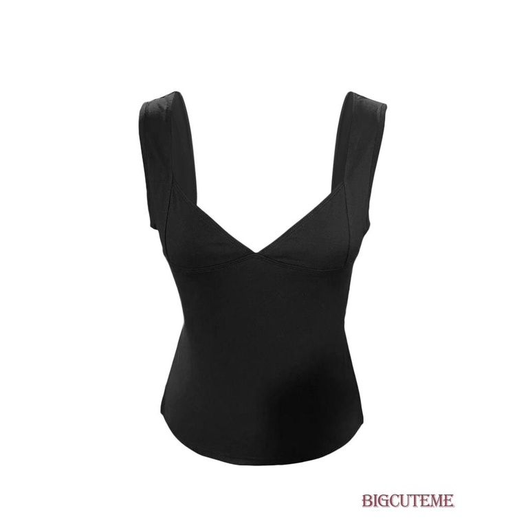 Áo Tank Top Không Tay Cổ Chữ V Hở Lưng Màu Trơn Thời Trang Mùa Hè Dành Cho Nữ