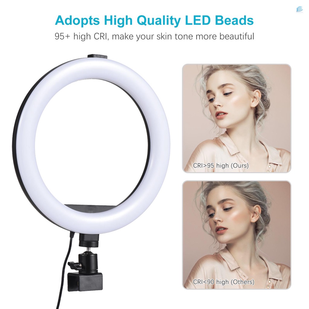 Vòng Đèn LED 10 Inch 3 Chế Độ Sáng 11 Mức Độ Điều Chỉnh Được USB Chuyên Dụng Cho Nghiên Cứu Trực Tuyến