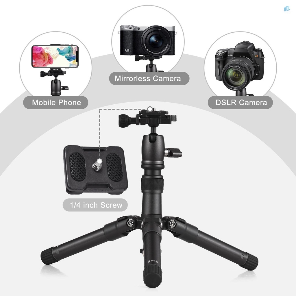 Giá Đỡ Ba Chân Bằng Hợp Kim Nhôm 66cm / 26in Max Để Bàn Phụ Kiện Tải Trọng 5kg 5kg Kèm Xoay 360 Độ Tiện Dụng° Vít Đầu Bi Xoay 1 / 4 inch Chuyên Dụng Cho Máy Ảnh DSLR Mirr