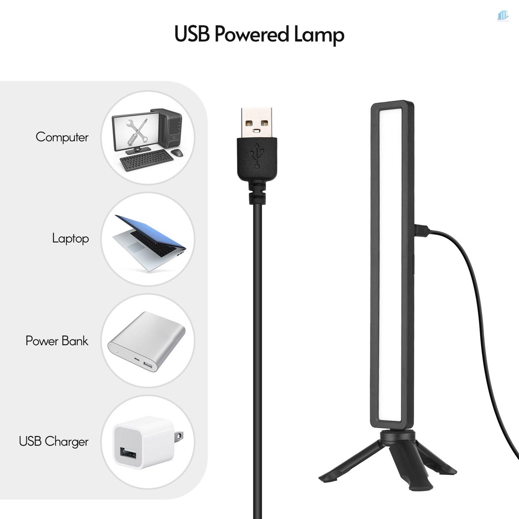 ANDOER Bộ 2 Thanh Đèn USB 3 Màu Có Thể Điều Chỉnh Nhiệt Độ Với Màn Hình Ba Chân Mini Cho Laptop / Máy Tính