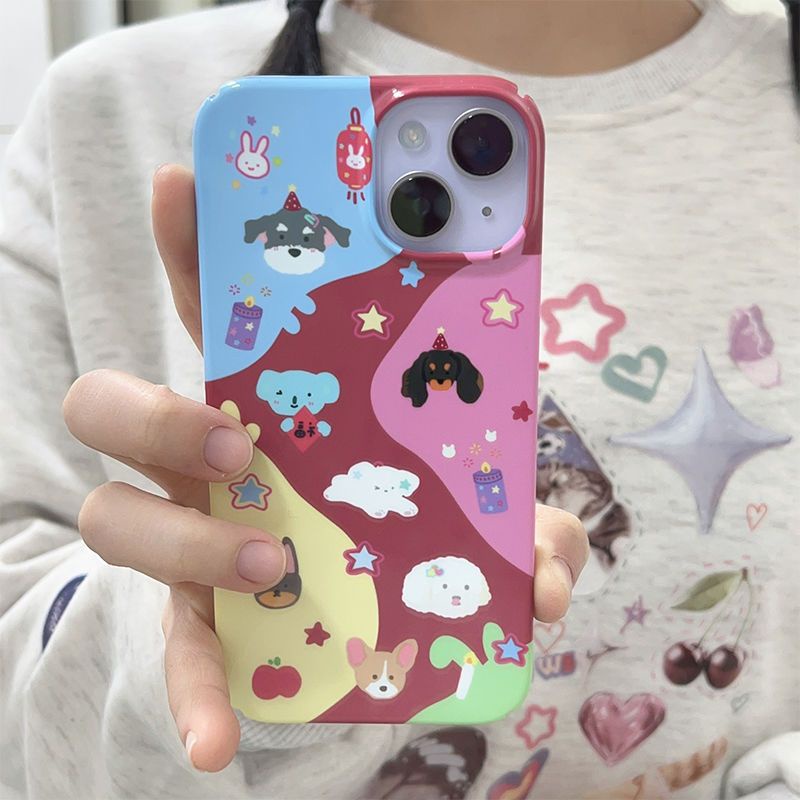 Ốp Điện Thoại Cứng + Phim Dán In Họa Tiết Chú Chó Dễ Thương Cho iPhone14ProMax B2X9 1113 12 Xr 14Promax