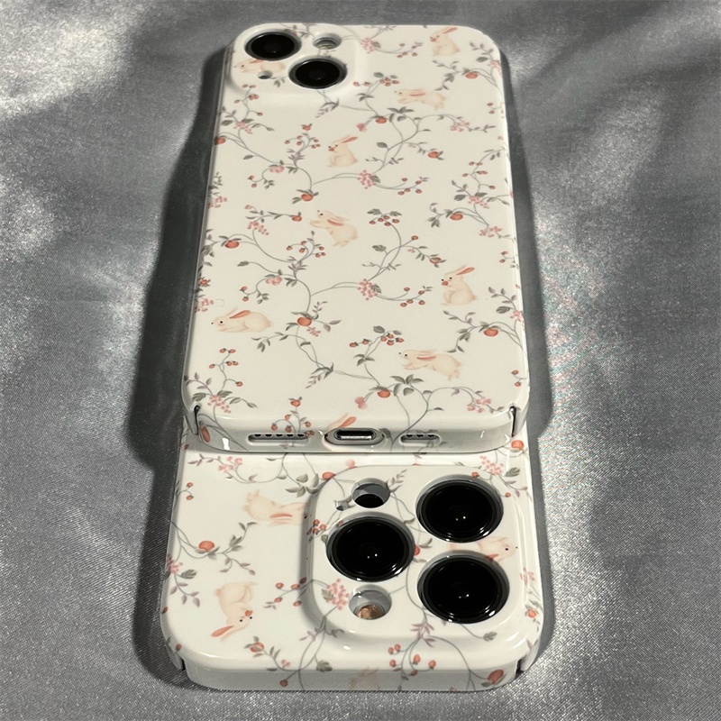 Ốp Điện Thoại Cứng Họa Tiết Hoa / Thỏ Nhỏ Dễ Thương Cho Iphone 713 12 11I 14 8x CKS5