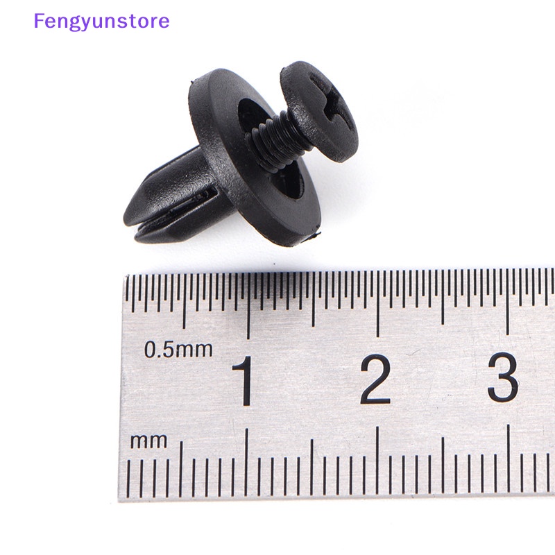 FENDER Set 50 Đinh Tán Nhựa 6Mm Màu Đen Cho Xe Hơi