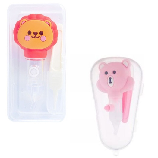 Dụng cụ hút mũi hình Gấu kèm gắp rỉ mũi cho bé, chất liệu Silicon mềm mại an toàn cho mũi bé
