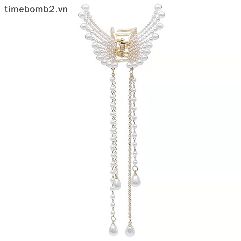 Kẹp Tóc Hình Bướm Đính Ngọc Trai Thời Trang Cho Nữ