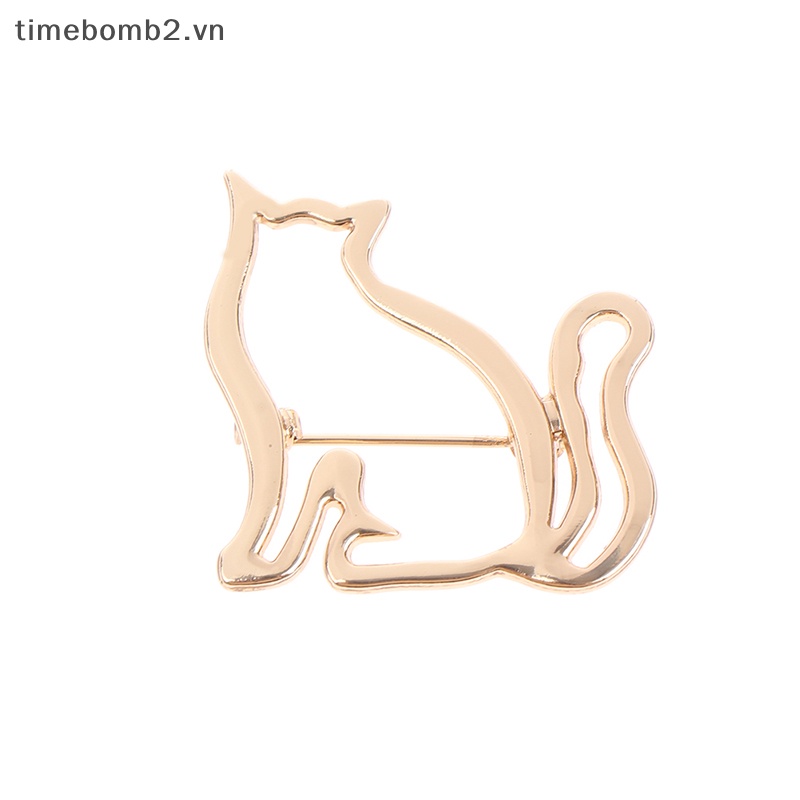 {Timebomb} Ghim Cài Áo Sweater / Khăn Choàng Hình Mèo Nhỏ Khoét Rỗng Dễ Thương Cá Tính Cho Nữ