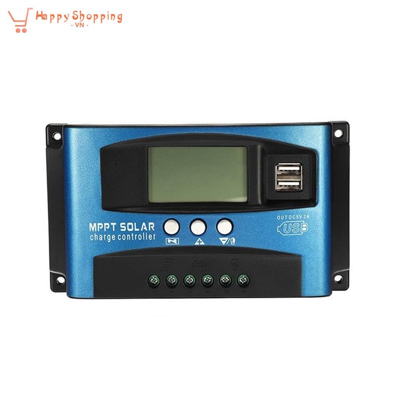 Bộ Điều Khiển Sạc Pin Năng Lượng Mặt Trời Tự Động Cổng USB Kép Màn Hình LCD 12V 24V