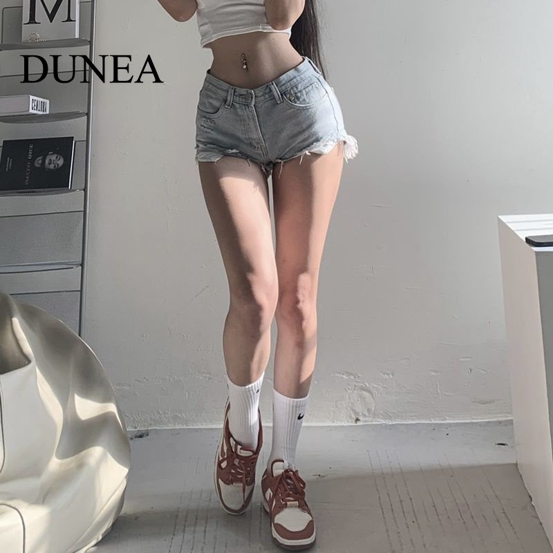 DUNEA Quần Short Denim Nữ Lưng Cao Dáng Rộng Plus Size