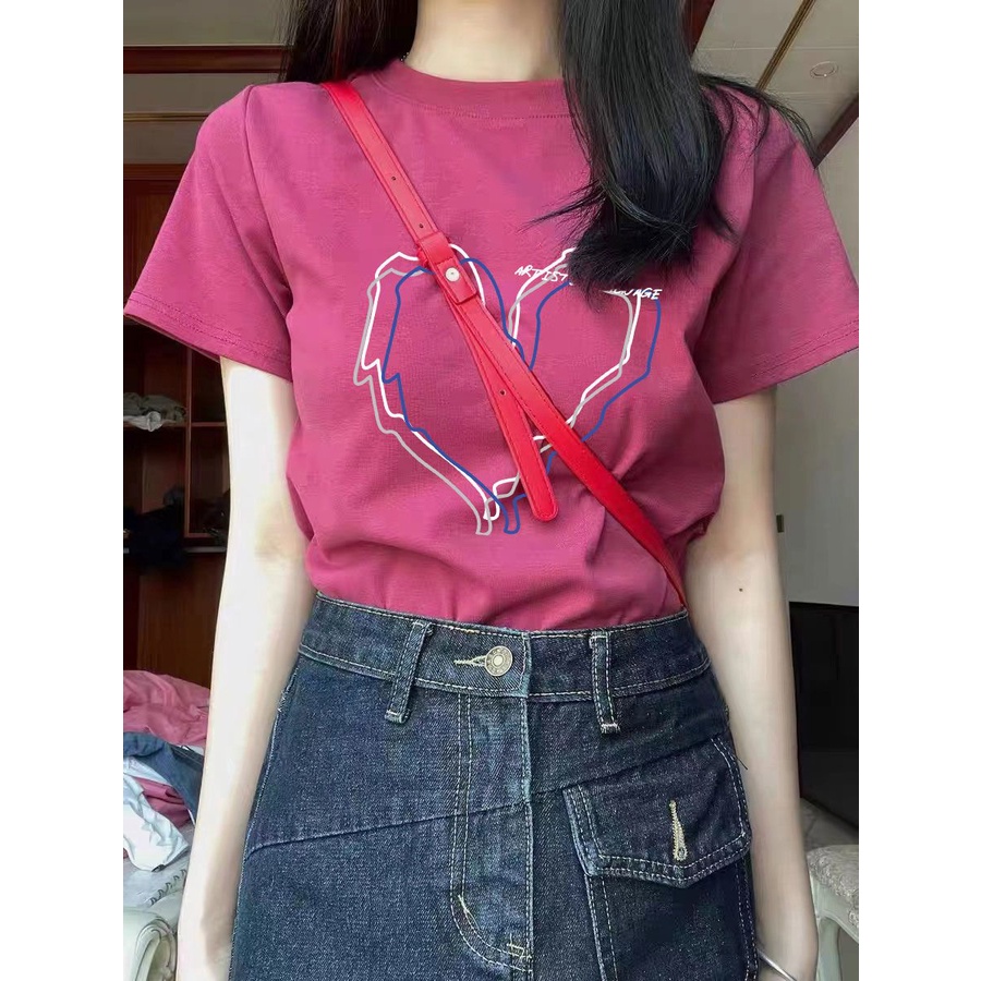 Áo Thun 100% Cotton Tay Ngắn Dáng Ôm Màu Sắc Xinh Xắn Dành Cho Nữ