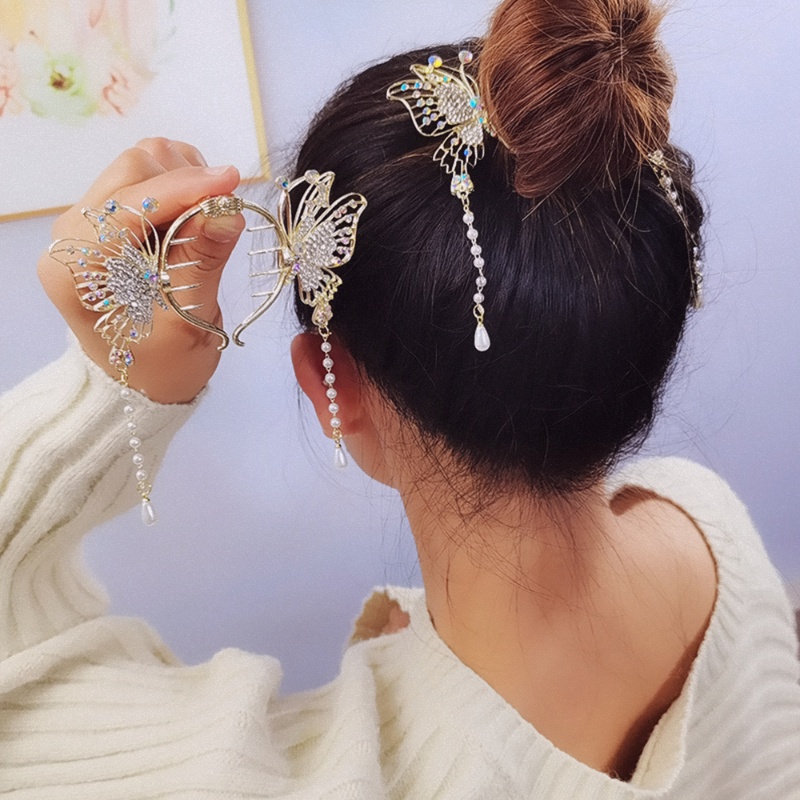 [Đặc trưng] Kẹp Tóc Càng Cua Đính Ngọc Trai / Bươm Bướm Phong Cách Vintage Cho Cô Dâu