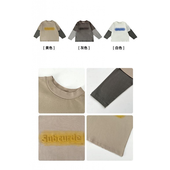 Áo Thun Nam Dài Tay Cổ Tròn Giả Hai Lớp In Hình Phong Cách Hàn Quốc Mới