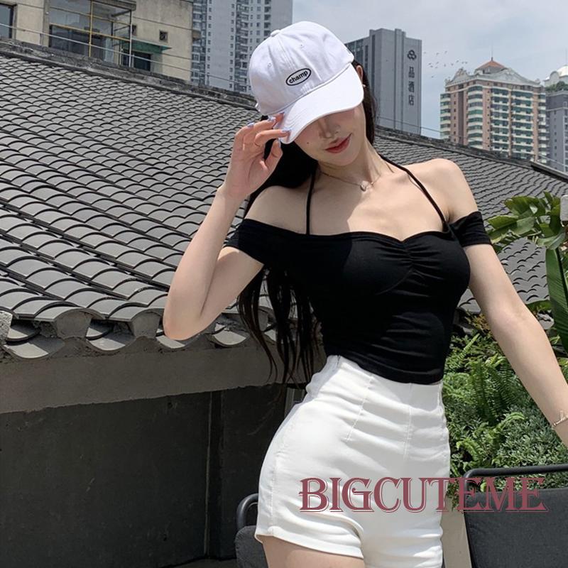 Áo Croptop Tay Ngắn Màu Sắc Thời Trang Mùa Hè Xinh Xắn Cho Nữ