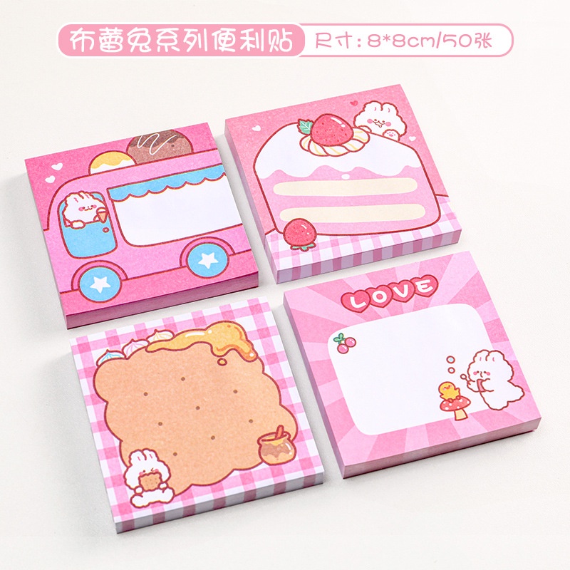 Set 50 Tập Giấy Ghi Chú Hình Thỏ Hoạt Hình Đáng Yêu
