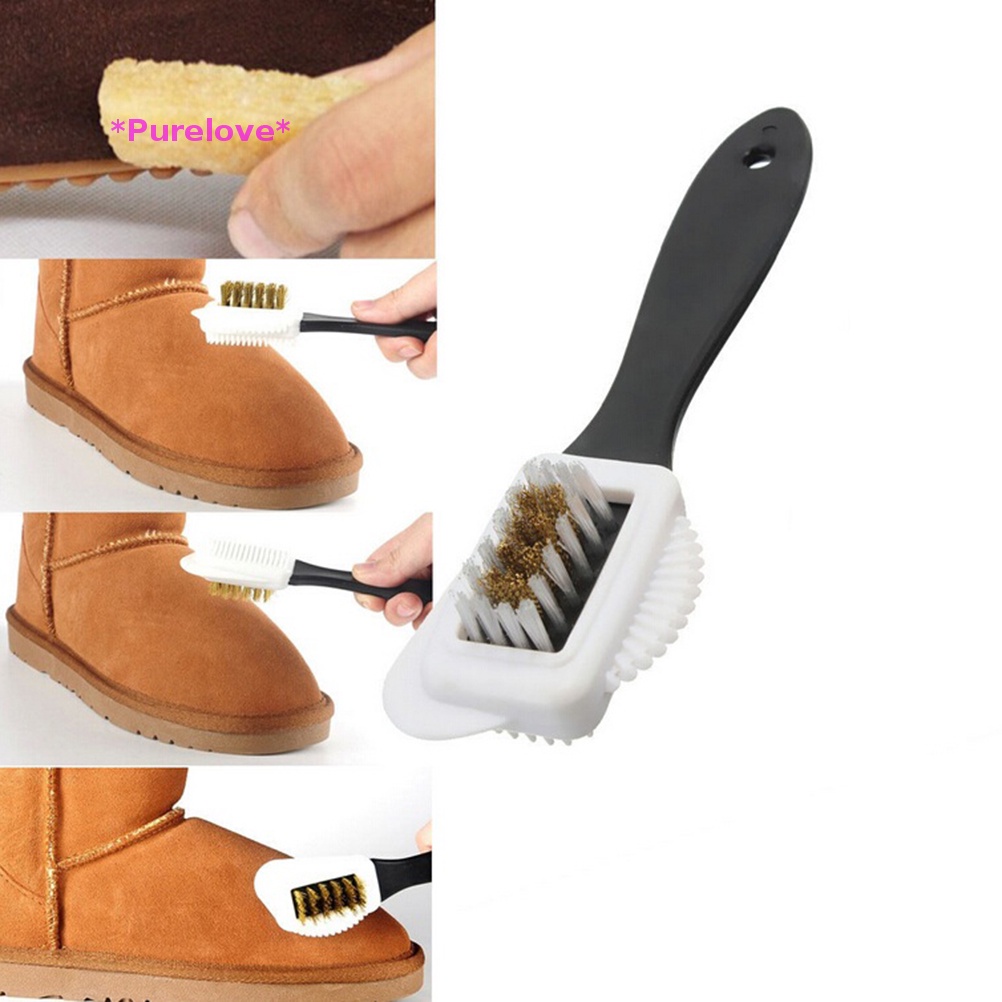 Bàn Chải 3 Mặt Làm Sạch Giày Da Lộn / Nubuck Tiện Dụng Mới