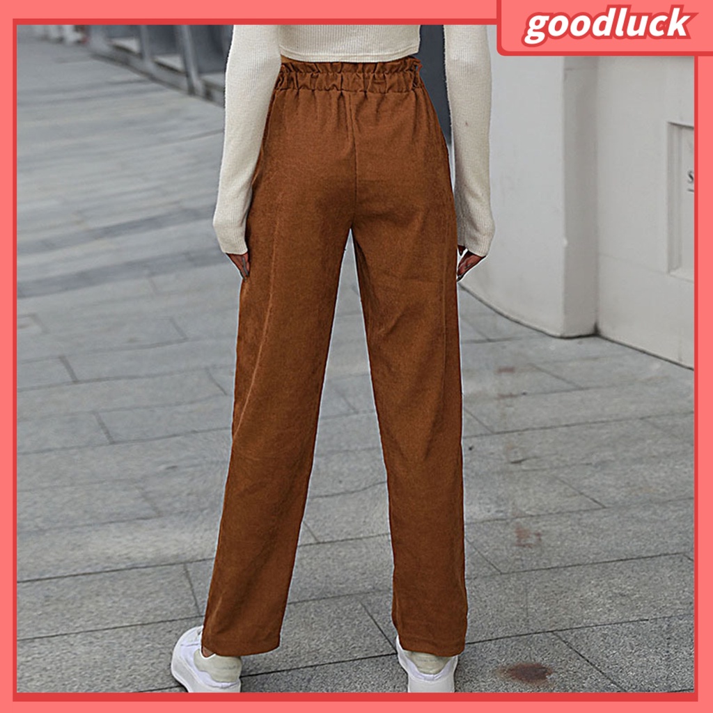 [ULK] Quần Dài Dáng Rộng Lưng Thun Phối Túi Màu Trơn Đơn Giản Dễ Phối Đồ Mùa Xuân Dành Cho Bạn Nữ