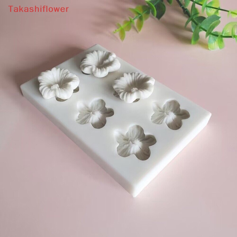 1 Khuôn Làm Bánh 6 Ngăn Hình Hoa Năm Cánh Bằng Silicone