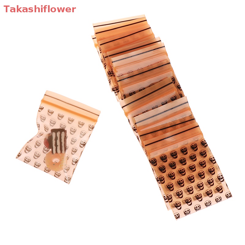 Set 100 Túi Khóa Zip Kích Thước 1.97 "X 1.38" Bằng Poly In Họa Tiết Đầu Lâu Độc Đáo