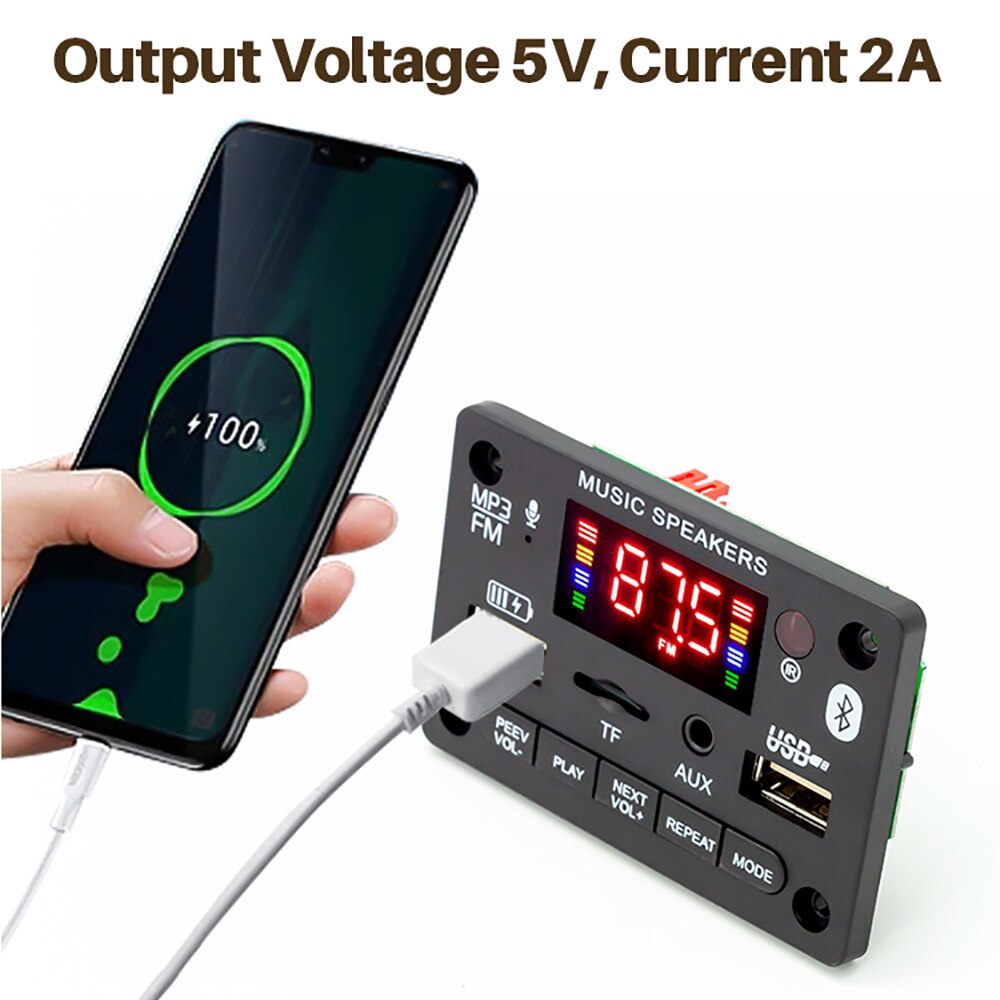 Bảng Mạch Khuếch Đại Âm Thanh MP3 Bluetooth Không Dây DC 5V-20V 2x40W Sạc Xe Hơi
