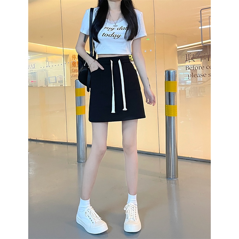 Chân Váy Chữ A Dáng Rộng Phối Dây Rút Thời Trang Mùa Hè Mới Cho Nữ