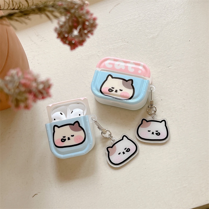 Vỏ Bảo Vệ Hộp Sạc Tai Nghe Bluetooth Không Dây Airpods1 / 2 3 Pro Pro2 Air Pods Pro 3 Hình Mèo Dễ Thương Ốp
