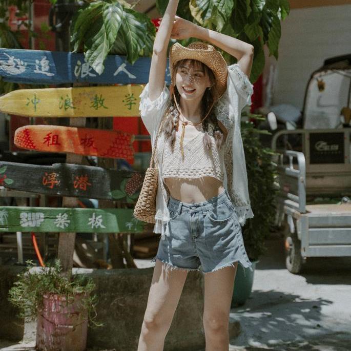 M &amp; E Áo Khoác Cardigan Mỏng Dáng Rộng Thêu Họa Tiết Dân Tộc Phong Cách Bohemian Thanh Lịch Mùa Hè