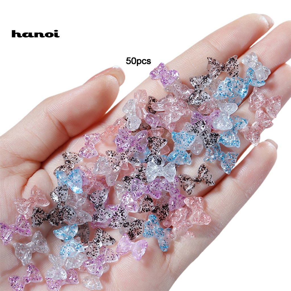 Set 50 Phụ Kiện Nơ 3D Đính Trang Trí Móng Tay Xinh Xắn