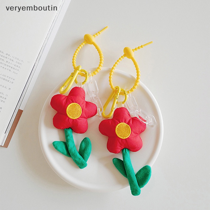 Móc Chìa Khóa / Điện Thoại Bằng Lông Nhung Mềm Mại Họa Tiết Hoa Xinh Xắn