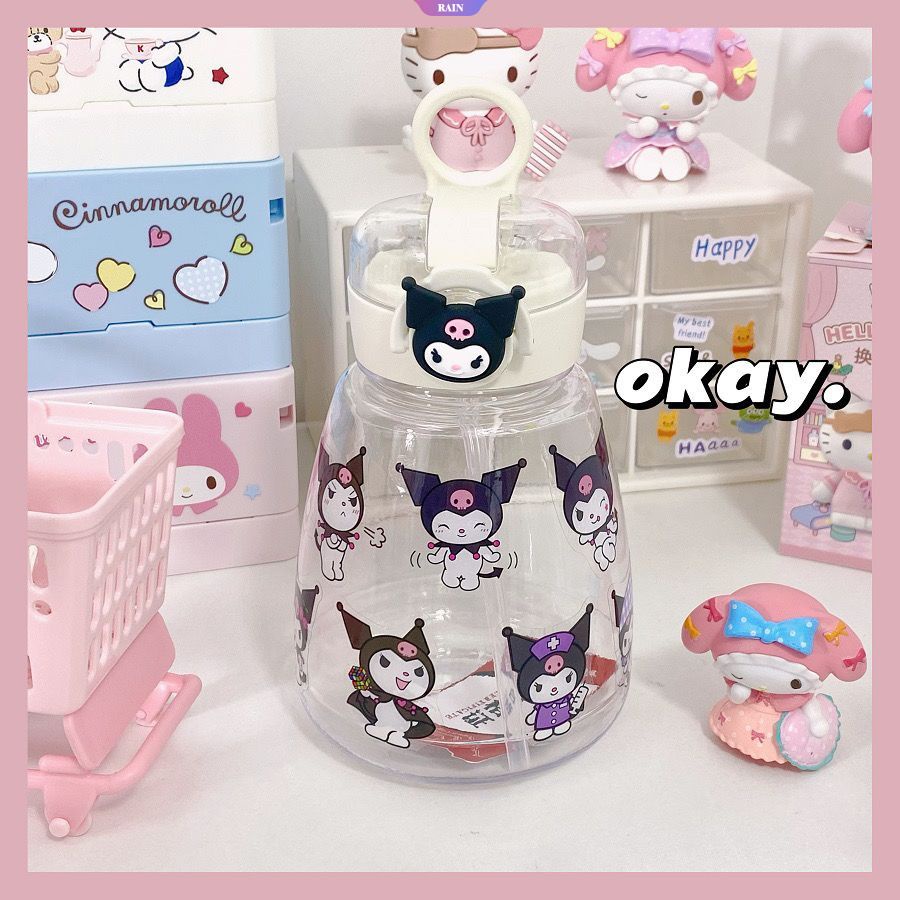 Bình Nước Nhựa Dung Tích Lớn 600ML In Họa Tiết Hoạt Hình Sanrio My Melody Kuromi Cinnamoroll
