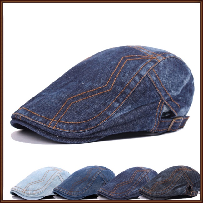 Mũ Beret Denim Thêu Họa Tiết Đơn Giản Thời Trang Cho Nữ