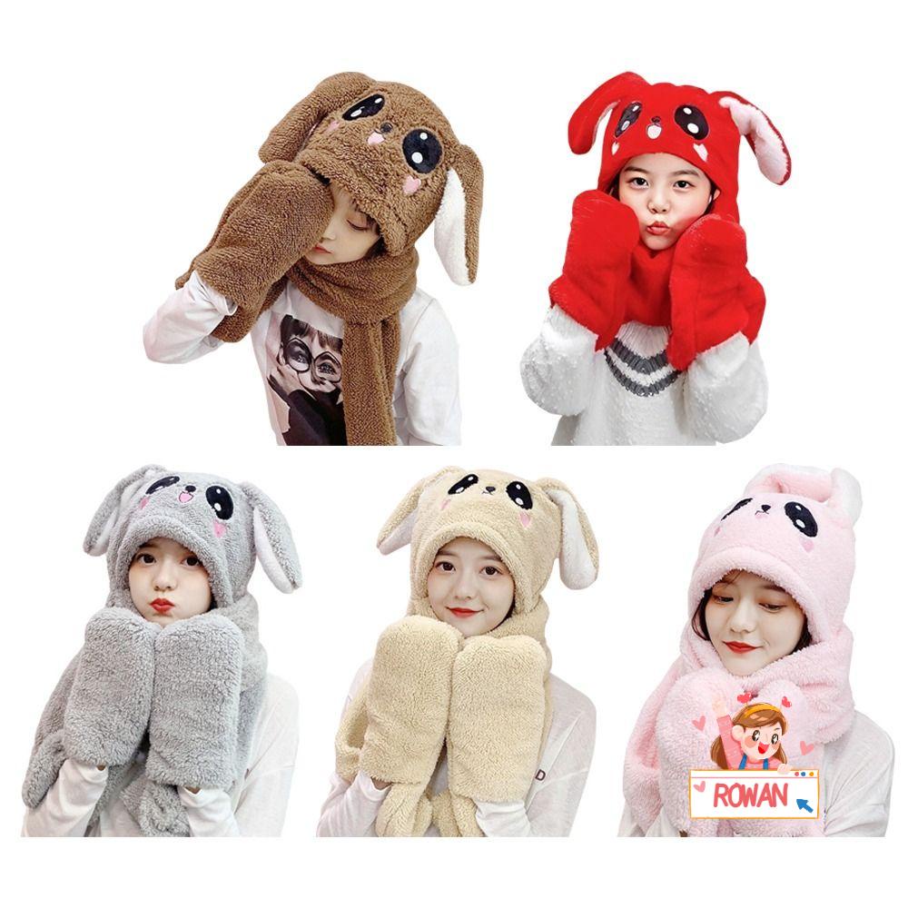 Set Mũ Len Tai Thỏ Kèm Găng Tay Thời Trang Thu Đông Cho Nữ