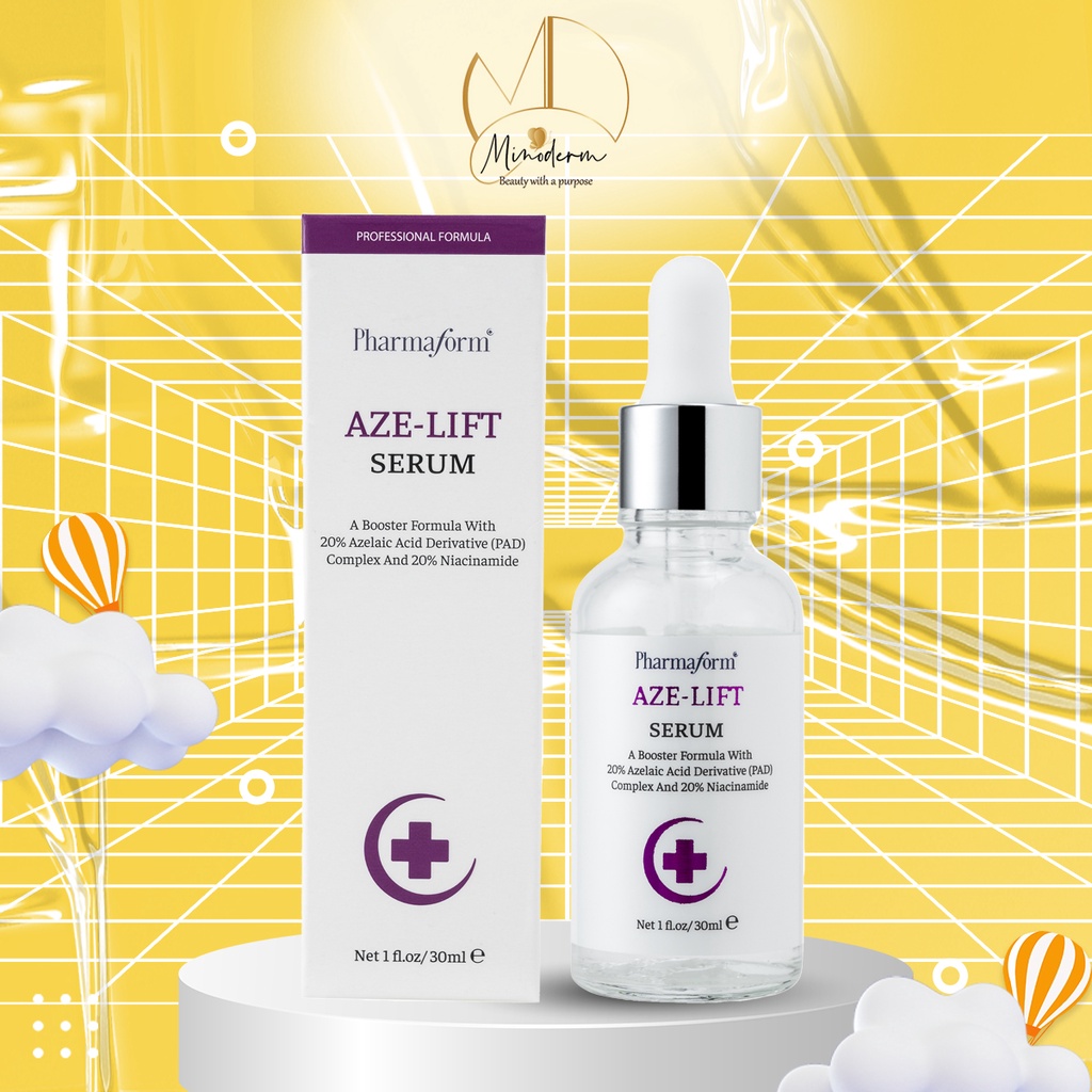 Serum Pharmaform Aze-Lift 20% Azelaic Acid, 20% Niacinamide giúp kiểm soát dầu, thu nhỏ lỗ chân lông, giảm mụn, thâm 30m